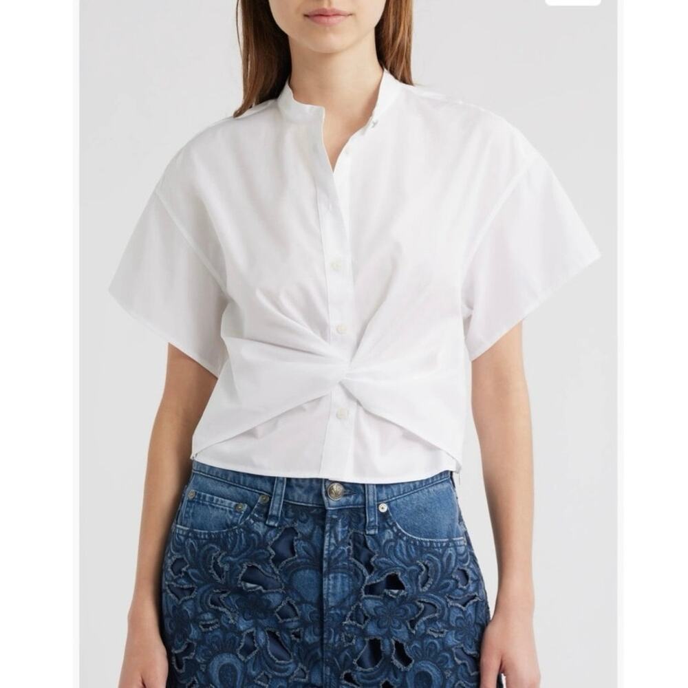 NWOT Women’s rag & bone Gretchen Short Sleeve Button-Up Shirt in White SZ 2